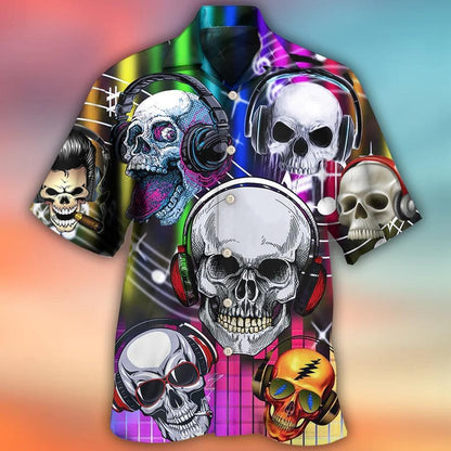 Skull Aloha Hawaiian Shirt For Summer - Skull Aloha Skull Music Lets Get High Hawaiian Shirt - Perfect Gift For Men, Women, Skull Lover - Amzanimalsgift