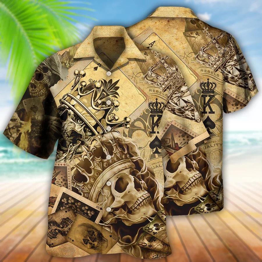 Skull Aloha Hawaiian Shirt For Summer - Skull Amazing Ace Gambling Hawaiian Shirt - Perfect Gift For Men, Women, Skull Lover - Amzanimalsgift