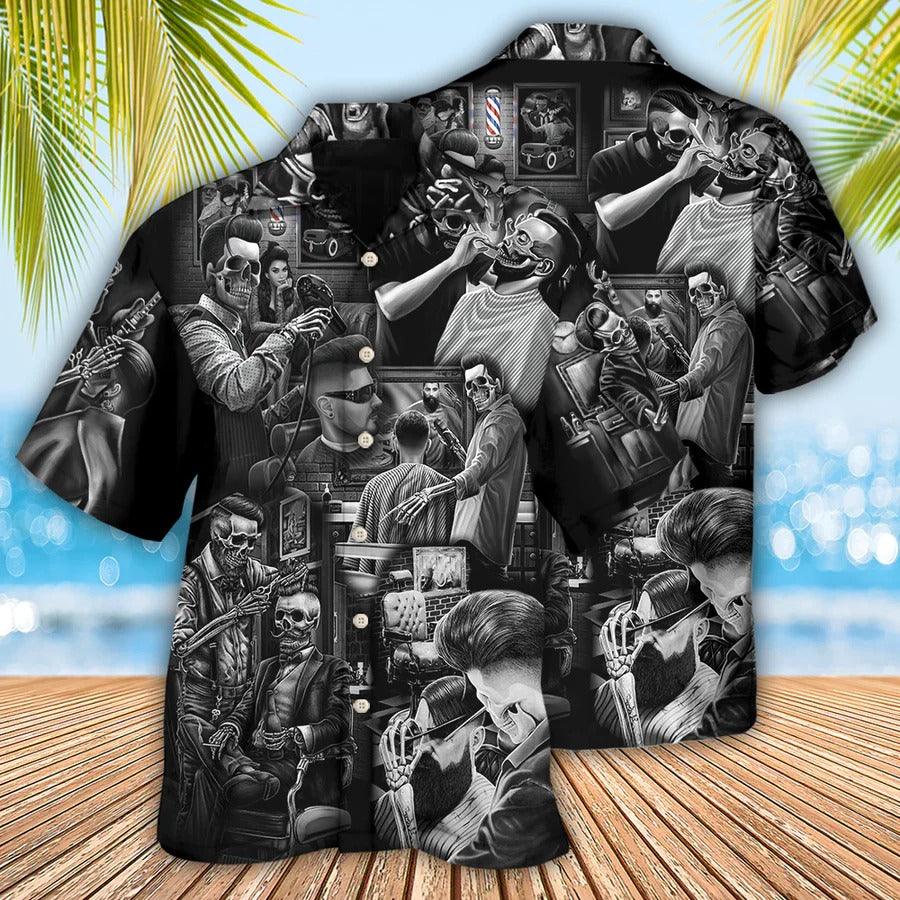 Skull Aloha Hawaiian Shirt For Summer - Skull Barber Hairdresser Style Hawaiian Shirt - Perfect Gift For Men, Women, Skull Lover - Amzanimalsgift