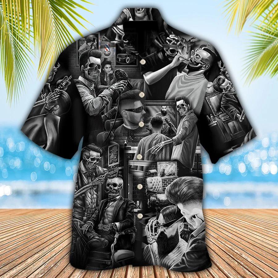 Skull Aloha Hawaiian Shirt For Summer - Skull Barber Hairdresser Style Hawaiian Shirt - Perfect Gift For Men, Women, Skull Lover - Amzanimalsgift