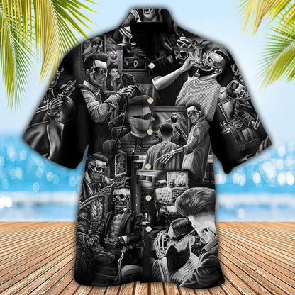 Skull Aloha Hawaiian Shirt For Summer - Skull Barber Hairdresser Style Hawaiian Shirt - Perfect Gift For Men, Women, Skull Lover - Amzanimalsgift
