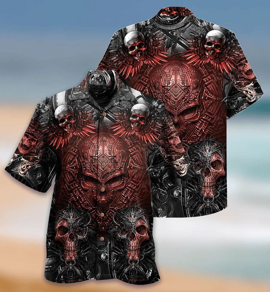 Skull Aloha Hawaiian Shirt For Summer - Skull Boss So Cool, machine skull Hawaiian Shirt - Perfect Gift For Men, Women, Skull Lover - Amzanimalsgift