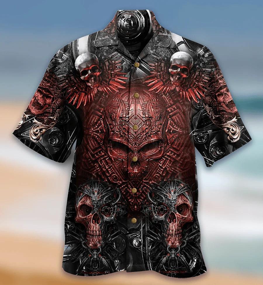 Skull Aloha Hawaiian Shirt For Summer - Skull Boss So Cool, machine skull Hawaiian Shirt - Perfect Gift For Men, Women, Skull Lover - Amzanimalsgift