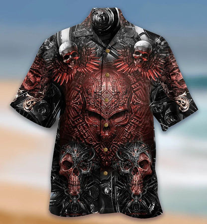 Skull Aloha Hawaiian Shirt For Summer - Skull Boss So Cool, machine skull Hawaiian Shirt - Perfect Gift For Men, Women, Skull Lover - Amzanimalsgift
