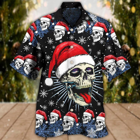 Skull Aloha Hawaiian Shirt For Summer - Skull Christmas On The Naughty Listand I Regret Nothing Hawaiian Shirt - Perfect Gift For Men, Women, Skull Lover - Amzanimalsgift