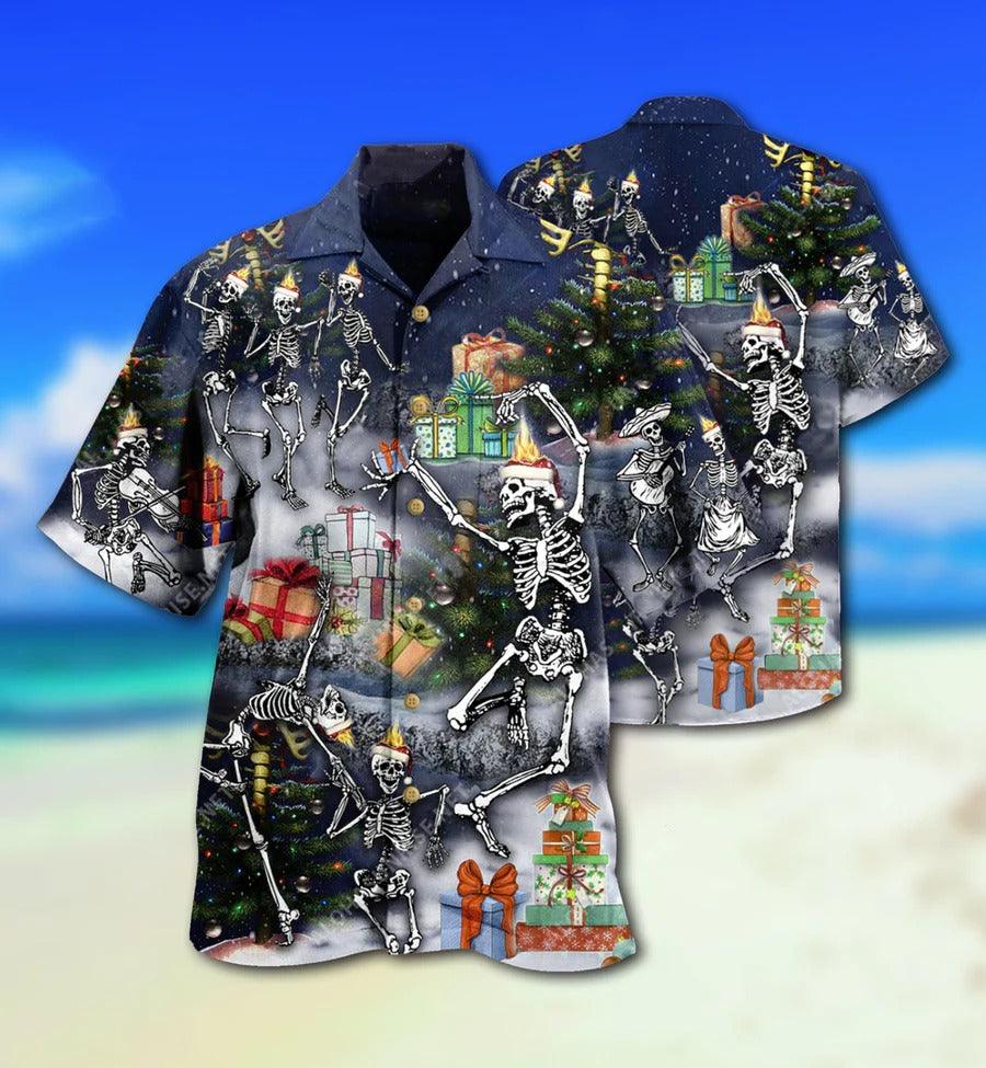 Skull Aloha Hawaiian Shirt For Summer - Skull Dancing With Christmas Hawaiian Shirt - Perfect Gift For Men, Women, Skull Lover - Amzanimalsgift