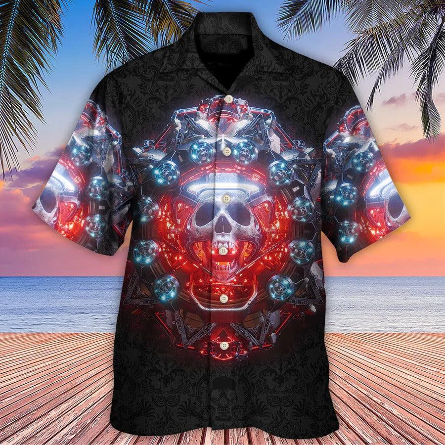 Skull Aloha Hawaiian Shirt For Summer - Skull Electric Dream Or Die Hawaiian Shirt - Perfect Gift For Men, Women, Skull Lover - Amzanimalsgift