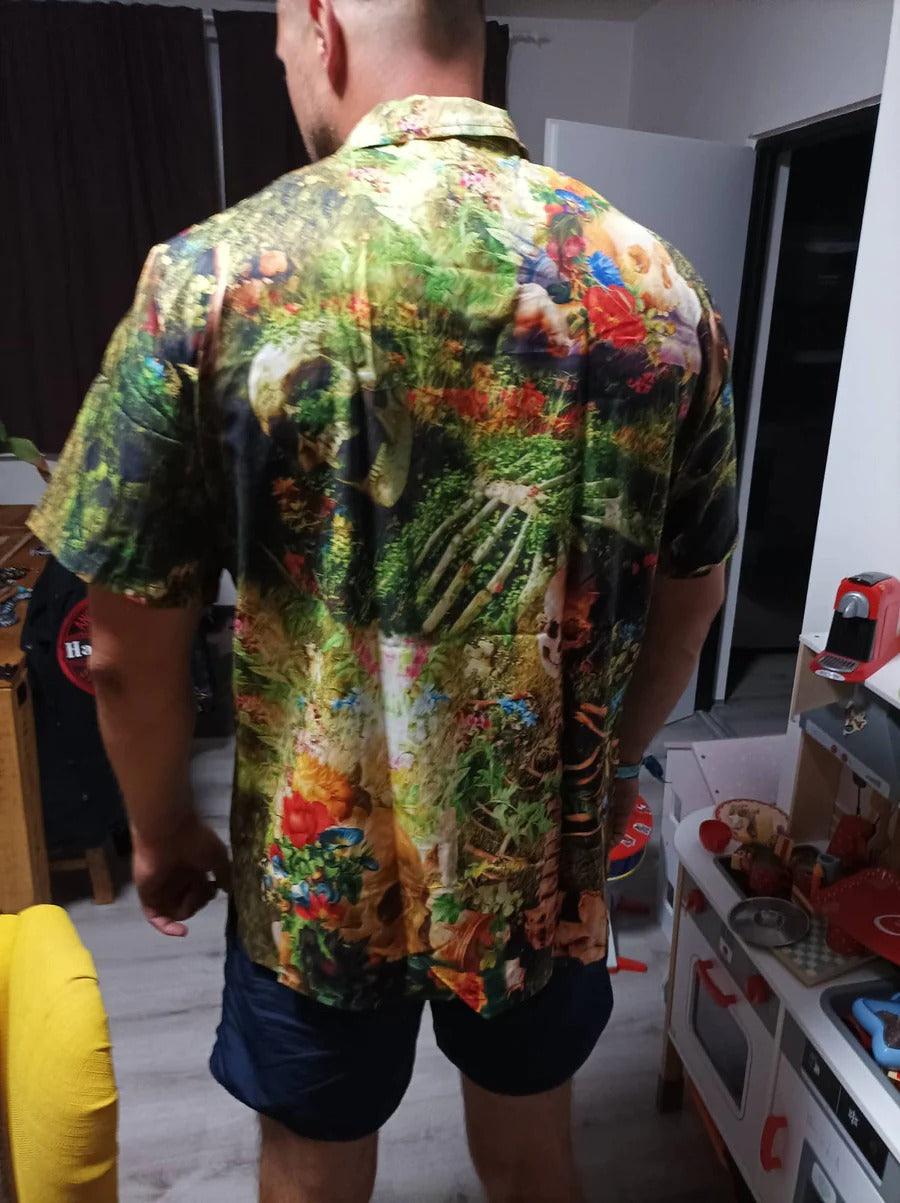 Skull Aloha Hawaiian Shirt For Summer - Skull Flower Skeleton Forever Hawaiian Shirt - Perfect Gift For Men, Women, Skull Lover - Amzanimalsgift
