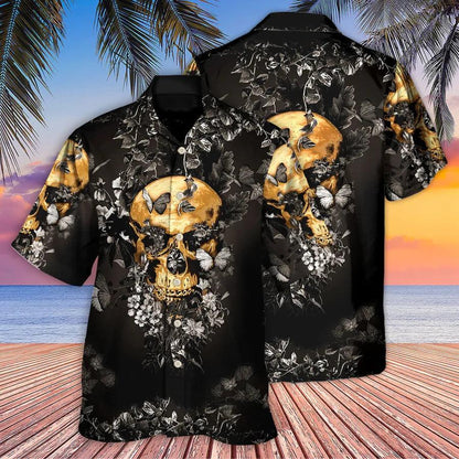 Skull Aloha Hawaiian Shirt For Summer - Skull Flowers Grow Out Of Dark Moments Hawaiian Shirt - Perfect Gift For Men, Women, Skull Lover - Amzanimalsgift