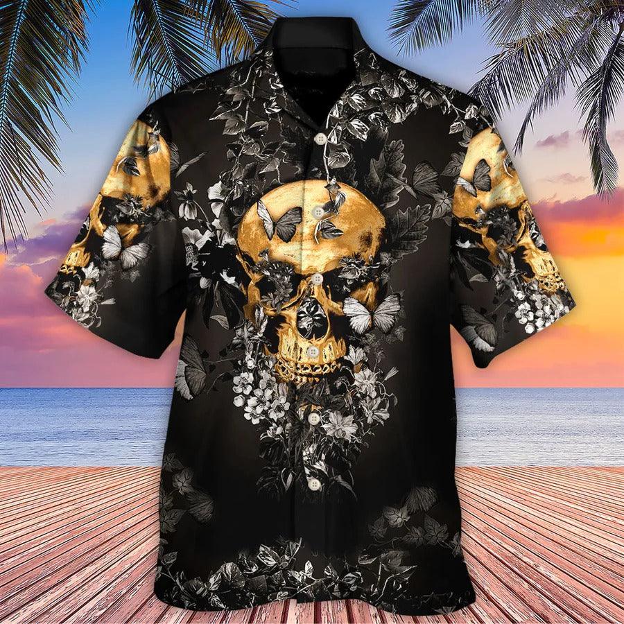 Skull Aloha Hawaiian Shirt For Summer - Skull Flowers Grow Out Of Dark Moments Hawaiian Shirt - Perfect Gift For Men, Women, Skull Lover - Amzanimalsgift