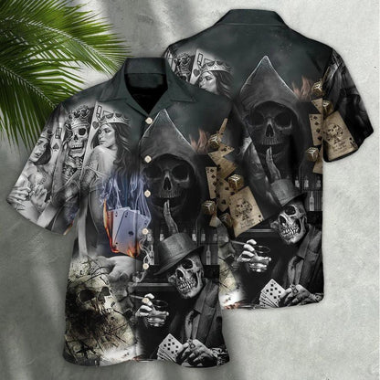 Skull Aloha Hawaiian Shirt For Summer - Skull Gambling The Death Game Begin Hawaiian Shirt - Perfect Gift For Men, Women, Skull Lover - Amzanimalsgift