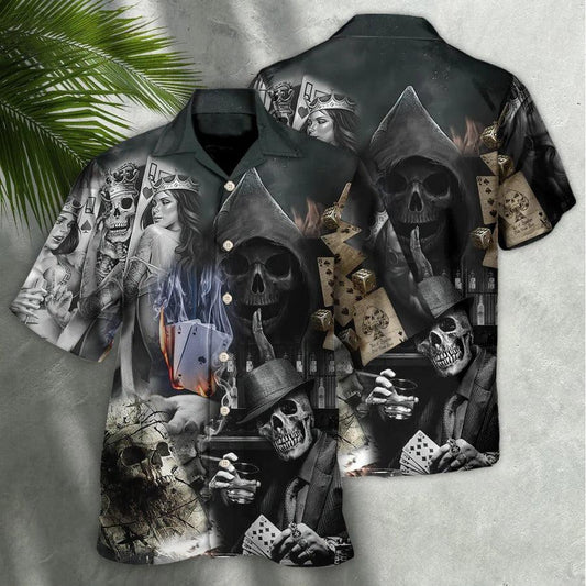 Skull Aloha Hawaiian Shirt For Summer - Skull Gambling The Death Game Begin Hawaiian Shirt - Perfect Gift For Men, Women, Skull Lover - Amzanimalsgift