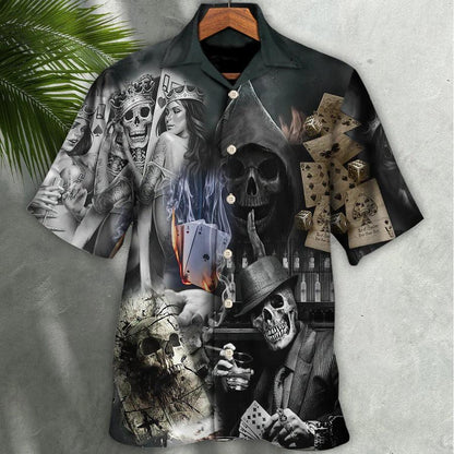 Skull Aloha Hawaiian Shirt For Summer - Skull Gambling The Death Game Begin Hawaiian Shirt - Perfect Gift For Men, Women, Skull Lover - Amzanimalsgift