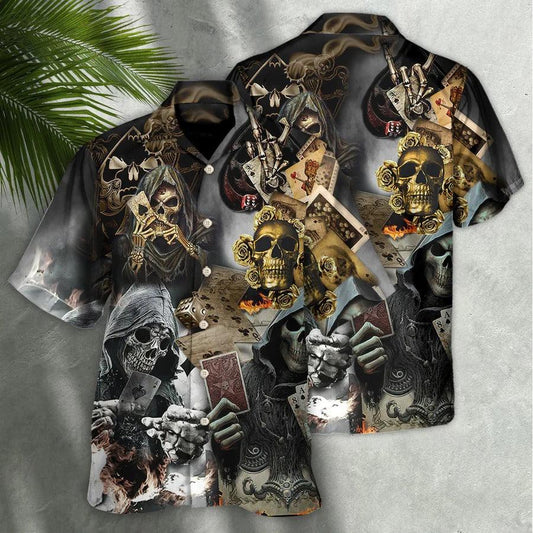 Skull Aloha Hawaiian Shirt For Summer - Skull Gambling The Death Game End Hawaiian Shirt - Perfect Gift For Men, Women, Skull Lover - Amzanimalsgift