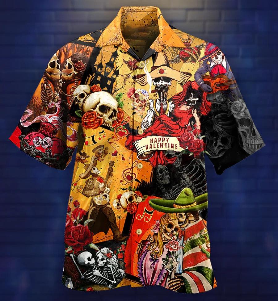 Skull Aloha Hawaiian Shirt For Summer - Skull Happy Women's Day, Valentine Gift's Day Hawaiian Shirt - Perfect Gift For Men, Women, Skull Lover - Amzanimalsgift