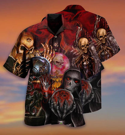 Skull Aloha Hawaiian Shirt For Summer - Skull Hello Darkness Hawaiian Shirt - Perfect Gift For Men, Women, Skull Lover - Amzanimalsgift