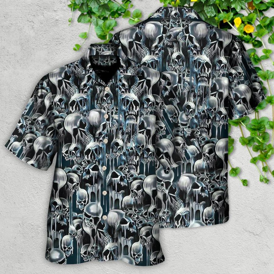 Skull Aloha Hawaiian Shirt For Summer - Skull It's Hot in Here Hawaiian Shirt - Perfect Gift For Men, Women, Skull Lover - Amzanimalsgift