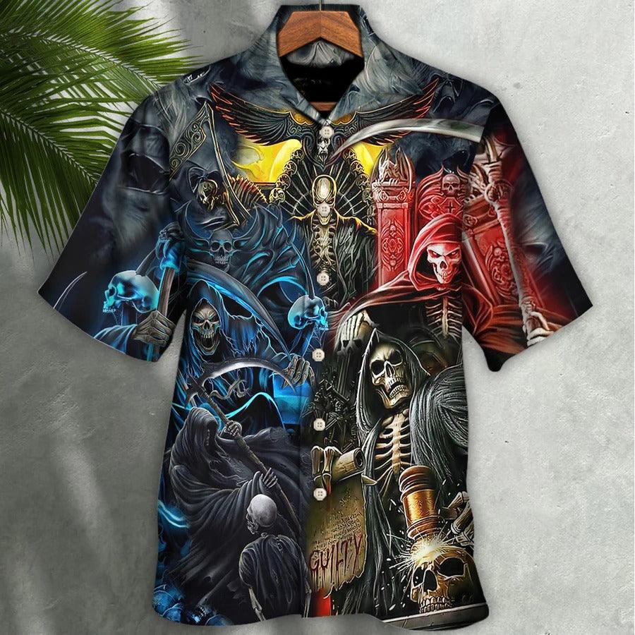 Skull Aloha Hawaiian Shirt For Summer - Skull Judgment Of Death Area Hawaiian Shirt - Perfect Gift For Men, Women, Skull Lover - Amzanimalsgift