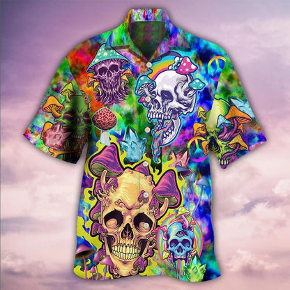 Skull Aloha Hawaiian Shirt For Summer - Skull Life Style Mushroom Hawaiian Shirt - Perfect Gift For Men, Women, Skull Lover - Amzanimalsgift