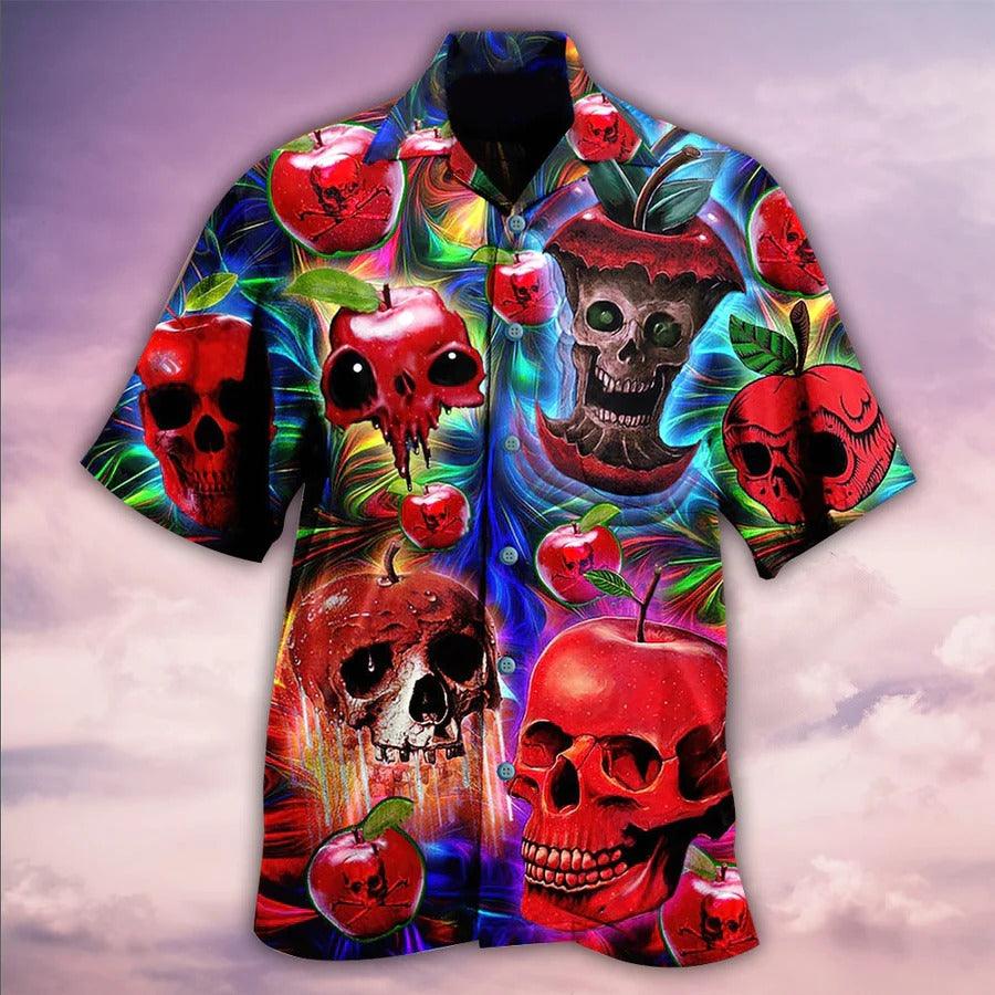 Skull Aloha Hawaiian Shirt For Summer - Skull Love Apple Hawaiian Shirt - Perfect Gift For Men, Women, Skull Lover - Amzanimalsgift
