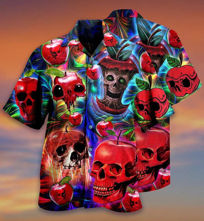 Skull Aloha Hawaiian Shirt For Summer - Skull Love Apple Hawaiian Shirt - Perfect Gift For Men, Women, Skull Lover - Amzanimalsgift