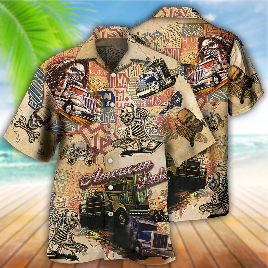 Skull Aloha Hawaiian Shirt For Summer - Skull Love Life Cool, American Pride Hawaiian Shirt - Perfect Gift For Men, Women, Skull Lover - Amzanimalsgift