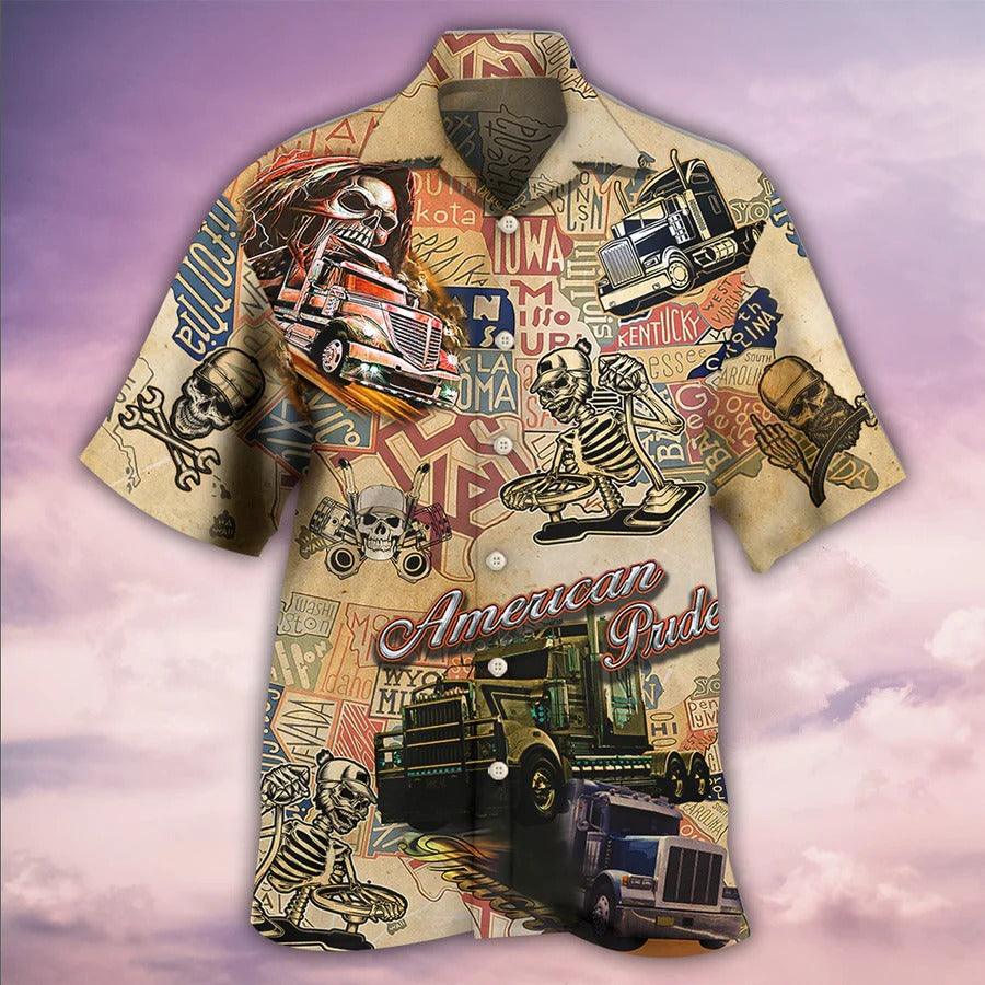 Skull Aloha Hawaiian Shirt For Summer - Skull Love Life Cool, American Pride Hawaiian Shirt - Perfect Gift For Men, Women, Skull Lover - Amzanimalsgift