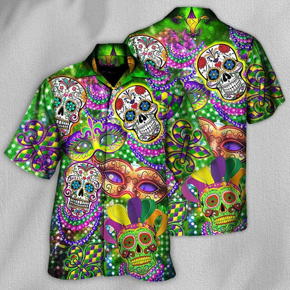 Skull Aloha Hawaiian Shirt For Summer - Skull Mardi Gras Hawaiian Shirt - Perfect Gift For Men, Women, Skull Lover - Amzanimalsgift