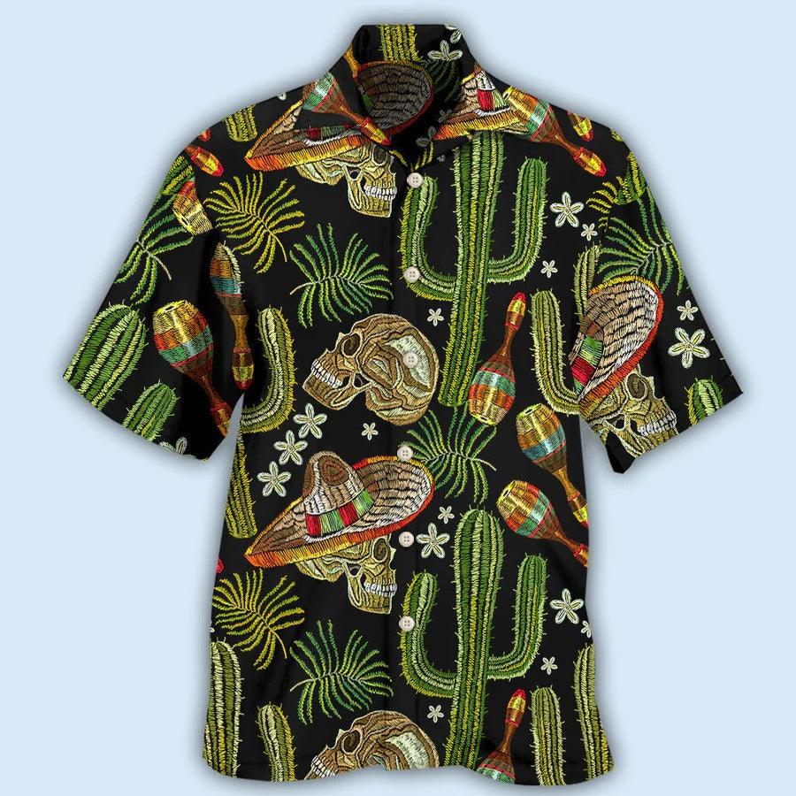 Skull Aloha Hawaiian Shirt For Summer - Skull Mexican Skull Black Style Hawaiian Shirt - Beer Hawaiian Shirt - Perfect Gift For Men, Women, Skull Lover - Amzanimalsgift