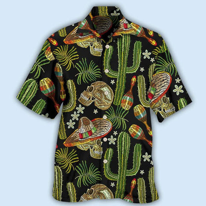 Skull Aloha Hawaiian Shirt For Summer - Skull Mexican Skull Black Style Hawaiian Shirt - Beer Hawaiian Shirt - Perfect Gift For Men, Women, Skull Lover - Amzanimalsgift