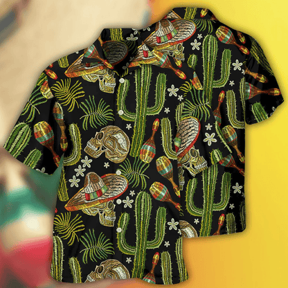 Skull Aloha Hawaiian Shirt For Summer - Skull Mexican Skull Black Style Hawaiian Shirt - Beer Hawaiian Shirt - Perfect Gift For Men, Women, Skull Lover - Amzanimalsgift