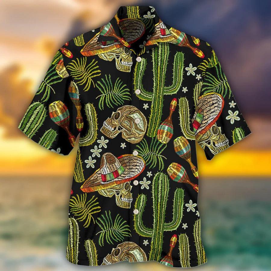 Skull Aloha Hawaiian Shirt For Summer - Skull Mexican Skull Black Style Hawaiian Shirt - Beer Hawaiian Shirt - Perfect Gift For Men, Women, Skull Lover - Amzanimalsgift