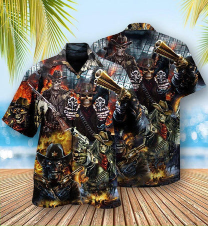 Skull Aloha Hawaiian Shirt For Summer - Skull No Guts No Glory Dark Hawaiian Shirt - Perfect Gift For Men, Women, Skull Lover - Amzanimalsgift