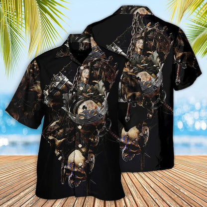 Skull Aloha Hawaiian Shirt For Summer - Skull Only In Their Death Can A King Live Forever Hawaiian Shirt - Perfect Gift For Men, Women, Skull Lover - Amzanimalsgift