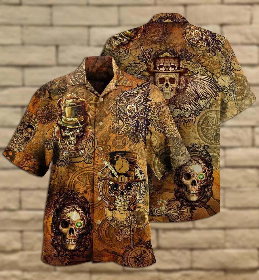 Skull Aloha Hawaiian Shirt For Summer - Skull Pirates Retro Style Hawaiian Shirt - Perfect Gift For Men, Women, Skull Lover - Amzanimalsgift