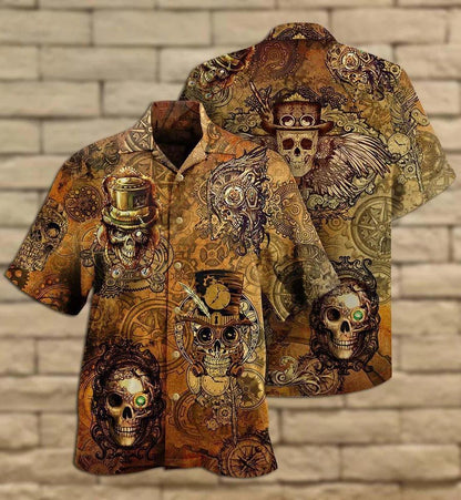 Skull Aloha Hawaiian Shirt For Summer - Skull Pirates Retro Style Hawaiian Shirt - Perfect Gift For Men, Women, Skull Lover - Amzanimalsgift