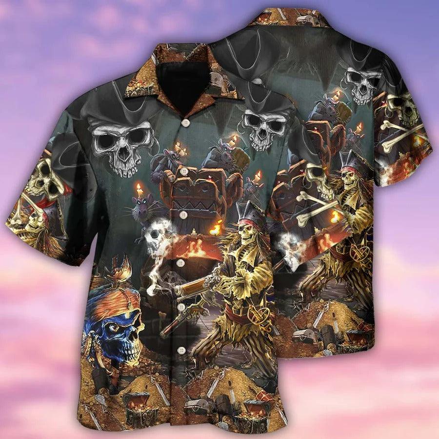 Skull Aloha Hawaiian Shirt For Summer - Skull Play With Together Hawaiian Shirt - Perfect Gift For Men, Women, Skull Lover - Amzanimalsgift