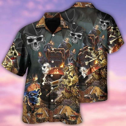 Skull Aloha Hawaiian Shirt For Summer - Skull Play With Together Hawaiian Shirt - Perfect Gift For Men, Women, Skull Lover - Amzanimalsgift