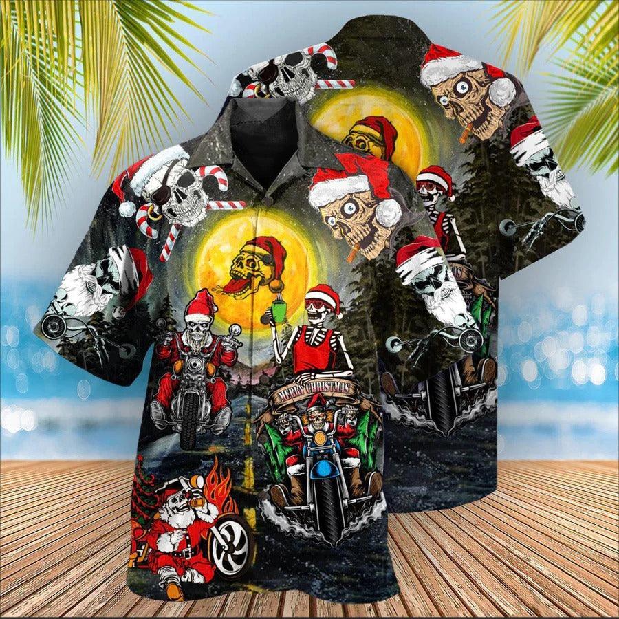 Skull Aloha Hawaiian Shirt For Summer - Skull Santa Skull Is Racing To You Hawaiian Shirt - Perfect Gift For Men, Women, Skull Lover - Amzanimalsgift