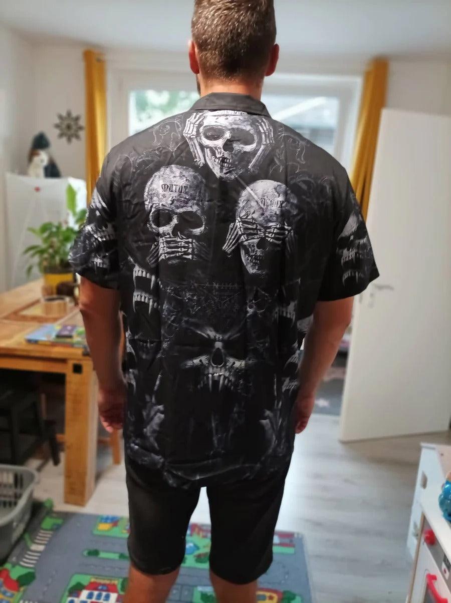Skull Aloha Hawaiian Shirt For Summer - Skull Scary Darkness Art Hawaiian Shirt - Perfect Gift For Men, Women, Skull Lover - Amzanimalsgift