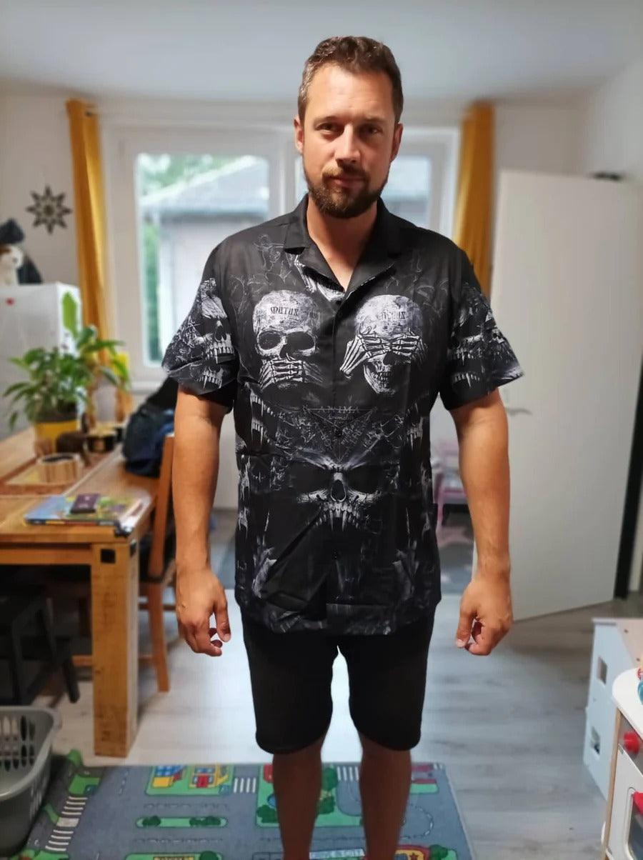 Skull Aloha Hawaiian Shirt For Summer - Skull Scary Darkness Art Hawaiian Shirt - Perfect Gift For Men, Women, Skull Lover - Amzanimalsgift