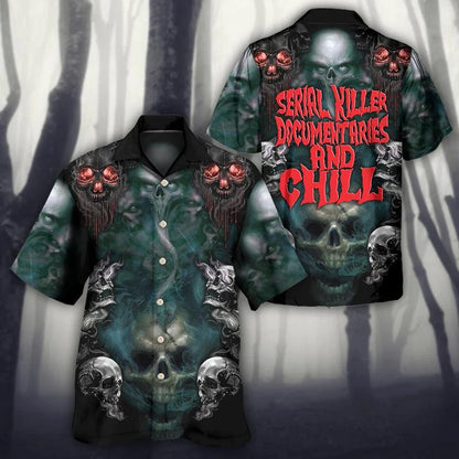 Skull Aloha Hawaiian Shirt For Summer - Skull Serial Killer Documentaries And Chill Hawaiian Shirt - Perfect Gift For Men, Women, Skull Lover - Amzanimalsgift