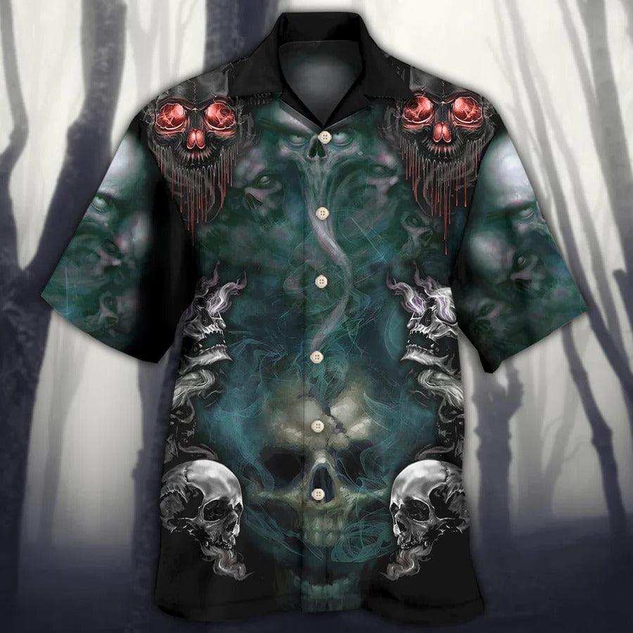 Skull Aloha Hawaiian Shirt For Summer - Skull Serial Killer Documentaries And Chill Hawaiian Shirt - Perfect Gift For Men, Women, Skull Lover - Amzanimalsgift