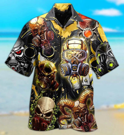 Skull Aloha Hawaiian Shirt For Summer - Skull Sign Style, poison resistant mask Skull Hawaiian Shirt - Perfect Gift For Men, Women, Skull Lover - Amzanimalsgift