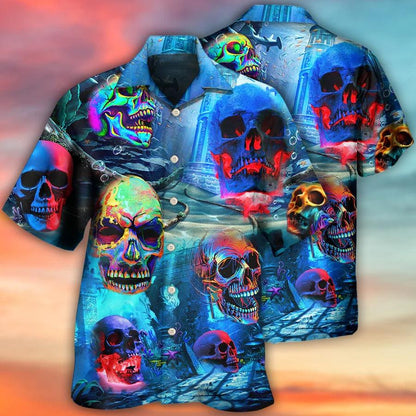 Skull Aloha Hawaiian Shirt For Summer - Skull Style Deep In The Ocean Hawaiian Shirt - Perfect Gift For Men, Women, Skull Lover - Amzanimalsgift