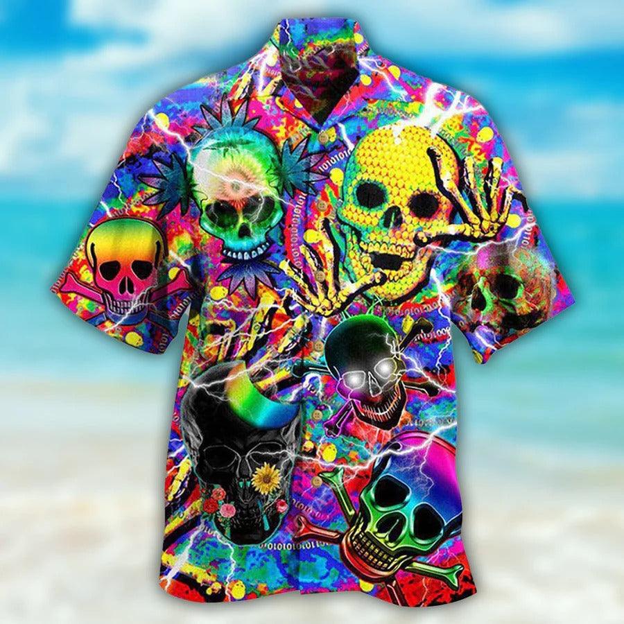 Skull Aloha Hawaiian Shirt For Summer - Skull Sweet Skull Say Hi, marijuana Skull Hawaiian Shirt - Perfect Gift For Men, Women, Skull Lover - Amzanimalsgift