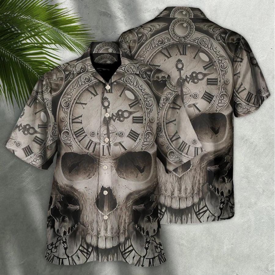 Skull Aloha Hawaiian Shirt For Summer - Skull This Time Is Ending Hawaiian Shirt - Perfect Gift For Men, Women, Skull Lover - Amzanimalsgift