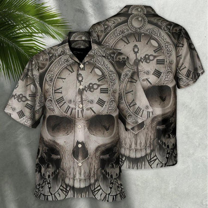 Skull Aloha Hawaiian Shirt For Summer - Skull This Time Is Ending Hawaiian Shirt - Perfect Gift For Men, Women, Skull Lover - Amzanimalsgift