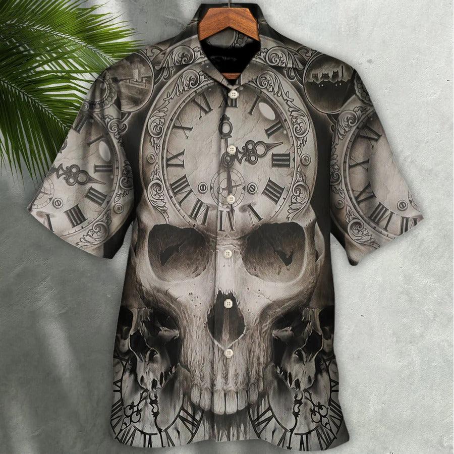 Skull Aloha Hawaiian Shirt For Summer - Skull This Time Is Ending Hawaiian Shirt - Perfect Gift For Men, Women, Skull Lover - Amzanimalsgift