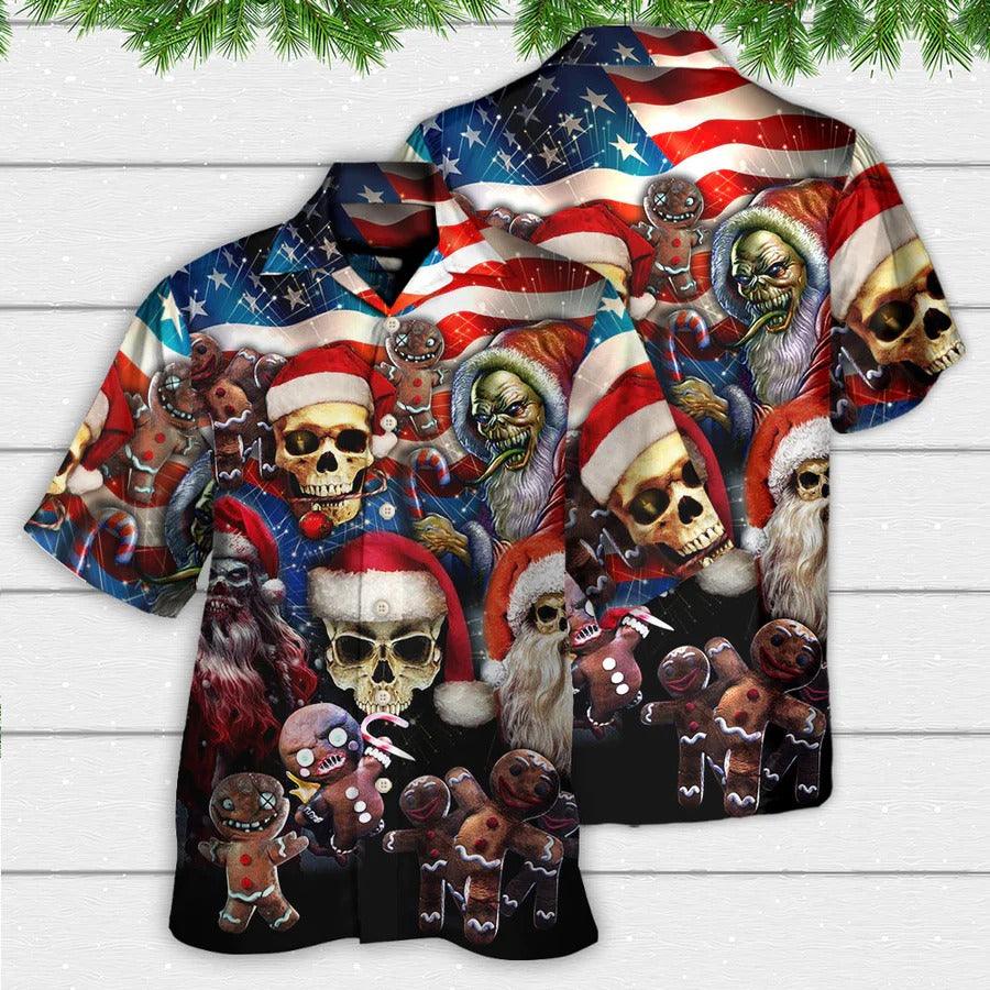 Skull Aloha Hawaiian Shirt For Summer - Skull Xmas US Flag Horror Skeleton Hawaiian Shirt - Perfect Gift For Men, Women, Skull Lover - Amzanimalsgift